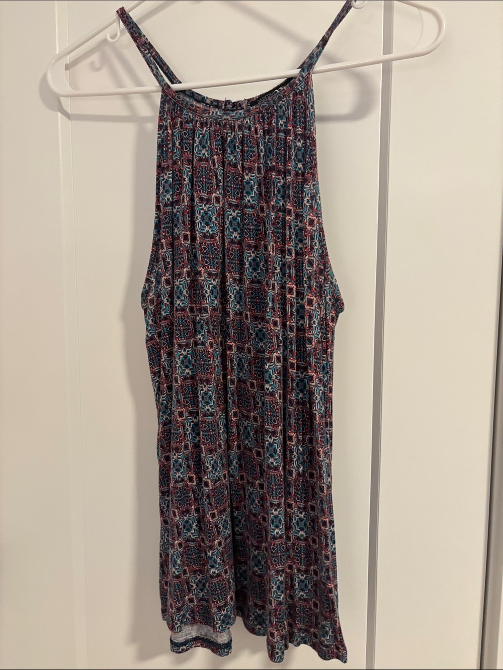 Papermoon Multicolor Teal & Burgundy Printed Tank Top
